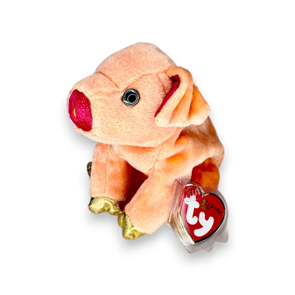 Pig the Pig | Golden Zodiac Sweetheart | Mint Heart Tag TY Beanie Baby
